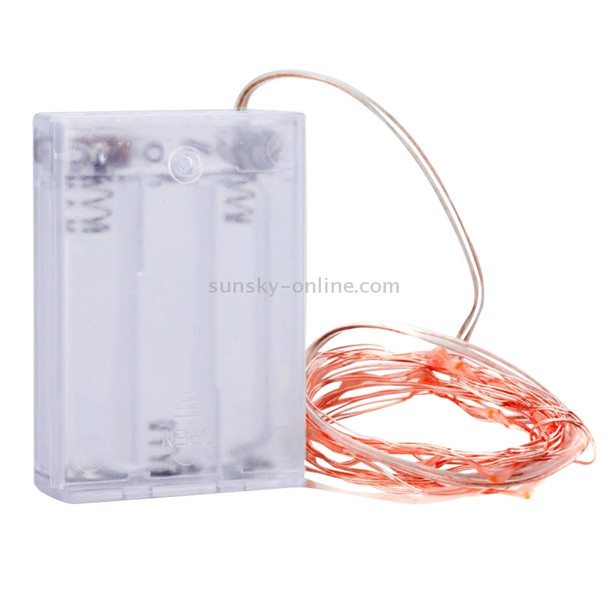 2m 100LM LED Copper Wire String Light, Pink Light, 3 x AA Batteries Powered SMD-0603 Festival Lamp / Decoration Light Strip