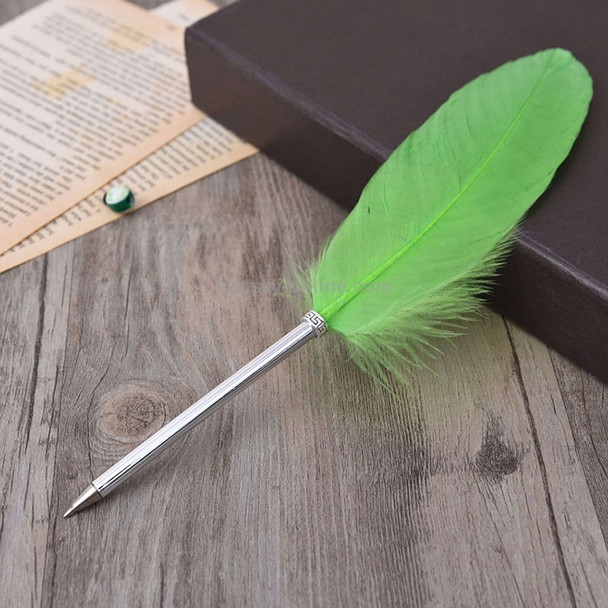 Ostrich Feather Quill Ballpoint Pen Wedding Gift Office School Signature Pen, Length:26cm(Fruit Green)