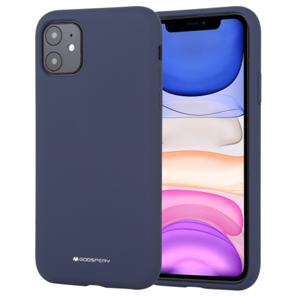 For iPhone 11 GOOSPERY SILICONE Solid Color Soft Liquid Silicone Shockproof Soft TPU Case(Navy)