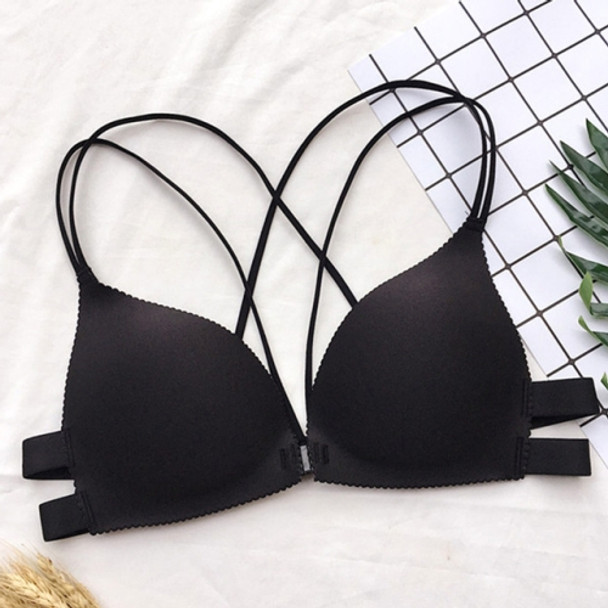 Summer Cross Front Buckle Bra Girl Beautiful Back, Size:One Size(Black)