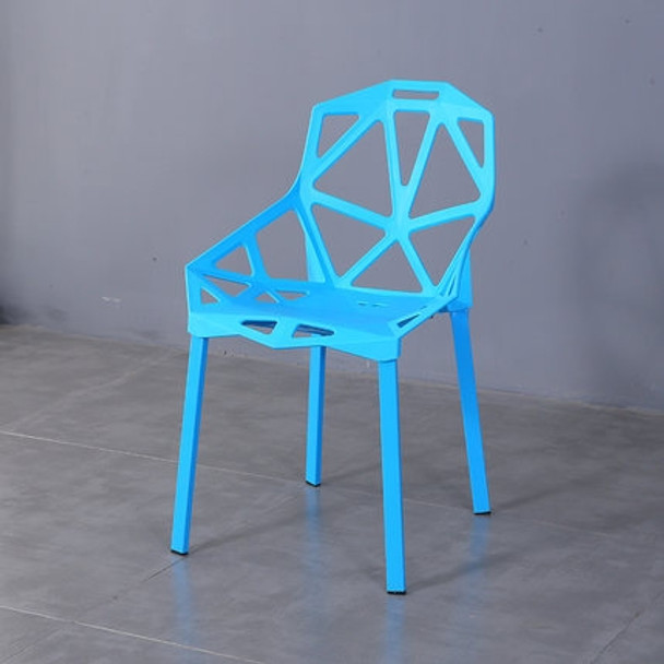 2 PCS Fashion Simple Modern Plastic Backrest Chair Openwork Dining Chair(Blue)