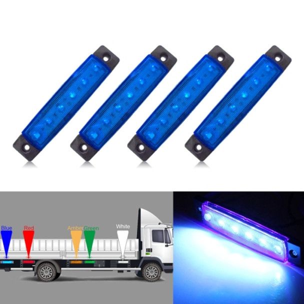 4 PCS 12V 6 SMD Auto Car Bus Truck Wagons External Side Marker Lights LED Trailer Indicator Light Rear Side Lamp(Blue)