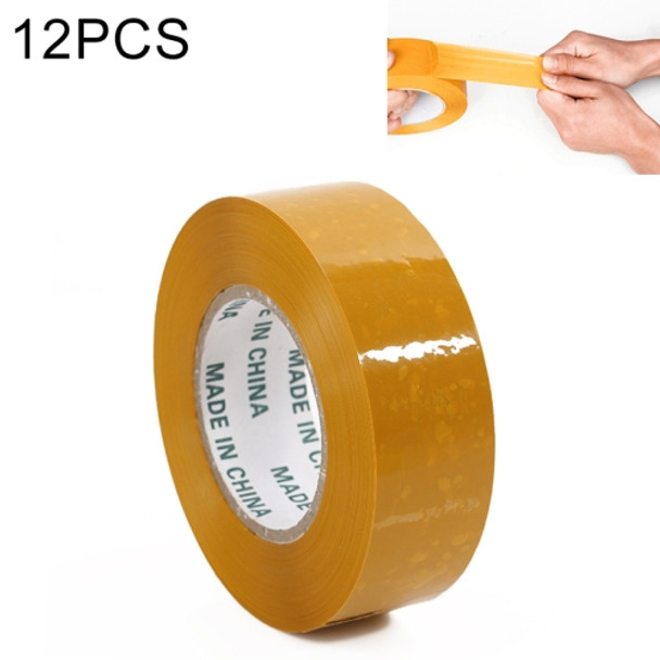 12 PCS 45mm Width 15mm Thickness Package Sealing Packing Tape Roll Sticker(Yellow)