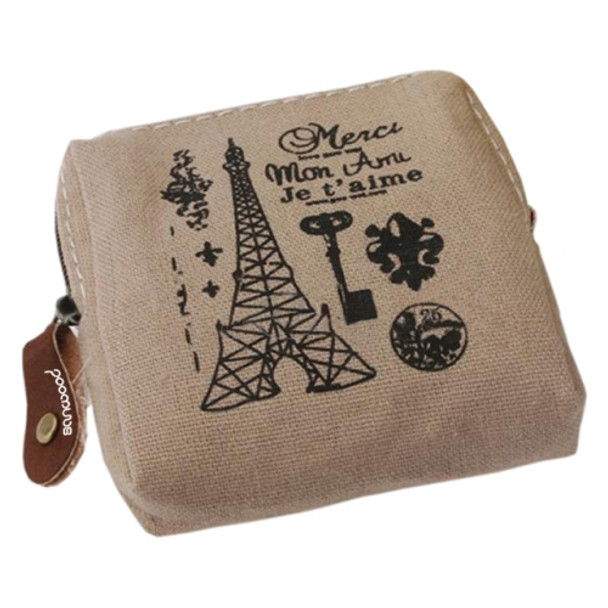 3 PCS Retro Classic Canvas Tower  Wallet Card Key Coin Purse Bag Pouch Case(Khaki)