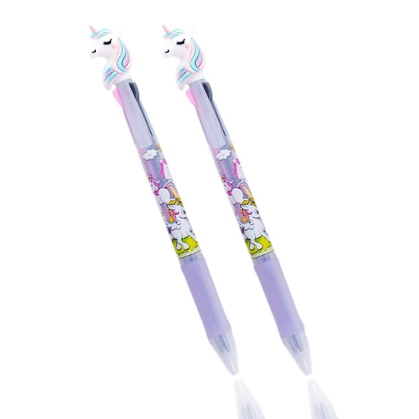 2 PCS Cute Unicorn Shape Silica Rainbow Ballpoint Pen