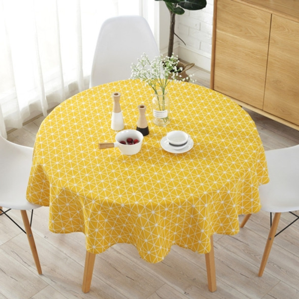 Polyester Cotton Round Tablecloth Dust-proof Cotton and Linen Printing Tablecloth, Diameter:100cm(Yellow Rice)