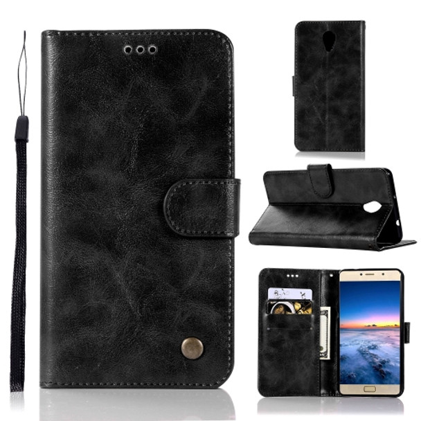 For Lenovo Vibe P2 Retro Copper Button Crazy Horse Horizontal Flip PU Leather Case with Holder & Card Slots & Wallet & Lanyard(Black)