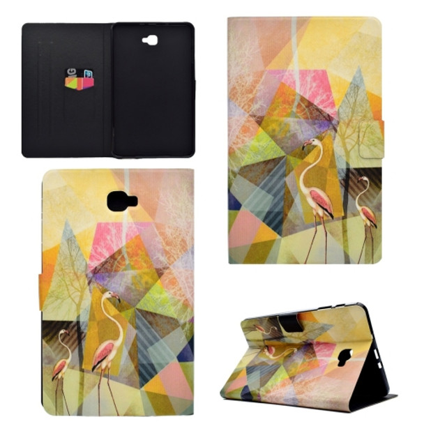 For Galaxy Tab A 10.1 (2016) T580 TPU Horizontal Flip Leather Case with Holder & Card Slot & Sleep / Wake-up Function(Flamingo)