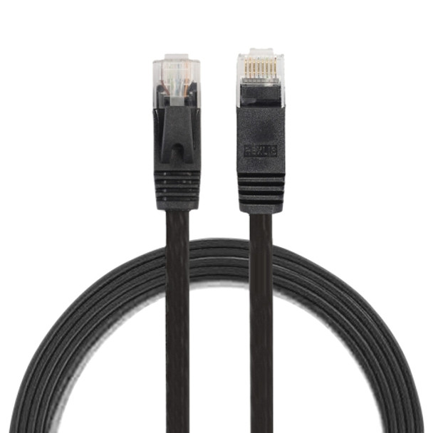 1m CAT6 Ultra-thin Flat Ethernet Network LAN Cable, Patch Lead RJ45 (Black)