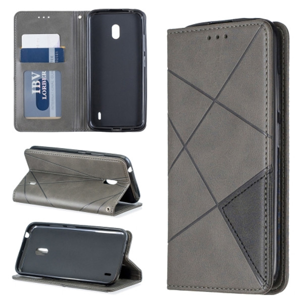 Rhombus Texture Horizontal Flip Magnetic Leather Case with Holder & Card Slots & Wallet For Nokia 2.2(Grey)