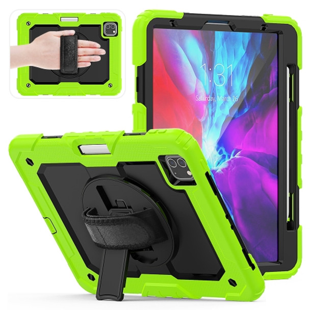 Shockproof Colorful Silica Gel + PC Protective Case for iPad Pro 11 inch (2018), with Holder & Shoulder Strap & Hand Strap & Pen Slot (Green)