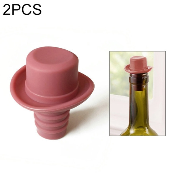 2 PCS Silica Gel Top Hat Fresh Wine Corks Cruet Red Wine Stopper(Brown)