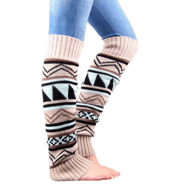 Winter Camouflage Bohemian Thickening Wool Pile Socks Lady Knee-high Thermal Boot Cover(Beige)