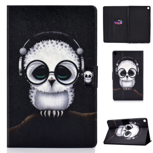 Colored Drawing Universal Voltage Craft Cloth TPU Protective Case, with Holder & Sleep / Wake-up Function & Card Slots & Anti-slip Strip for Galaxy Tab A 8.0 & S Pen (2019) / P355(Spectacled Cat)