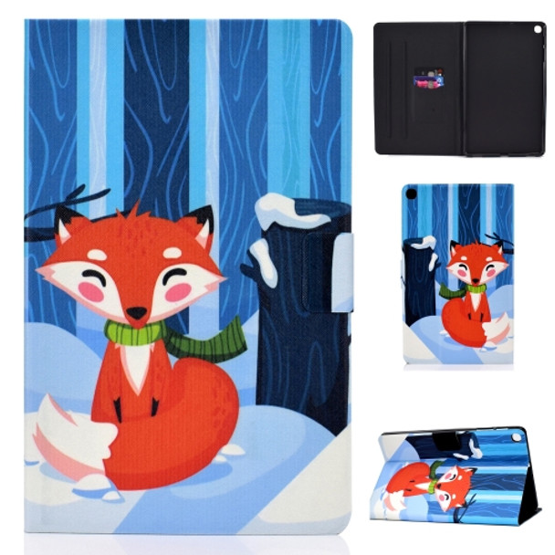 Colored Drawing Universal Voltage Craft Cloth TPU Protective Case, with Holder & Sleep / Wake-up Function & Card Slots & Anti-slip Strip for Galaxy Tab A 8.0 & S Pen (2019) / P355(Red Fox)