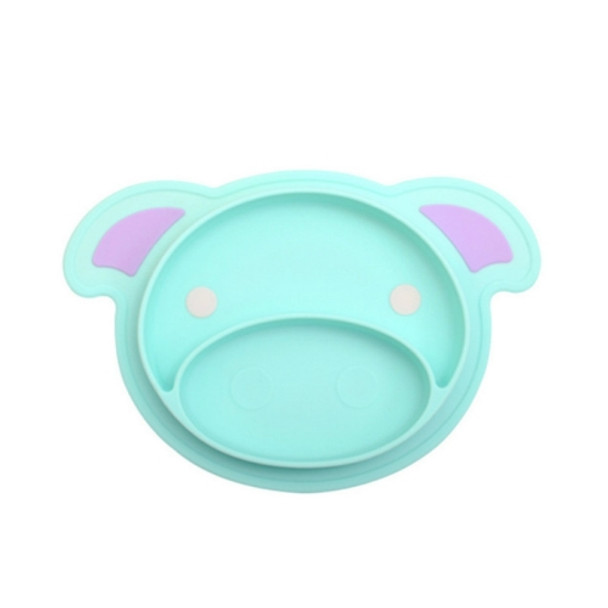 3 PCS Cartoon Cute Pig Baby Feeding Dishes Infant Silicone Plate Bowls Tableware(Blue)