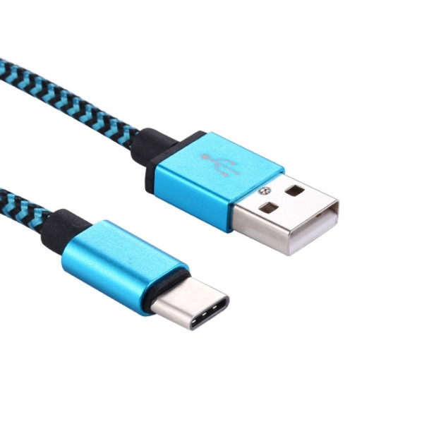 1m Woven Style USB-C / Type-C 3.1 to USB 2.0 Data Sync Charge Cable, For Galaxy S8 & S8 + / LG G6 / Huawei P10 & P10 Plus / Xiaomi Mi6 & Max 2 and other Smartphones(Blue)