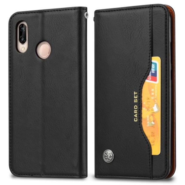 Knead Skin Texture Horizontal Flip Leather Case for Huawei P30 Lite, with Photo Frame & Holder & Card Slots & Wallet (Black)