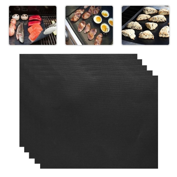 5 PCS 0.2mm Thick Barbecue Grill Mat Non-Stick BBQ Grill Mats, Size:40*33CM(Black)