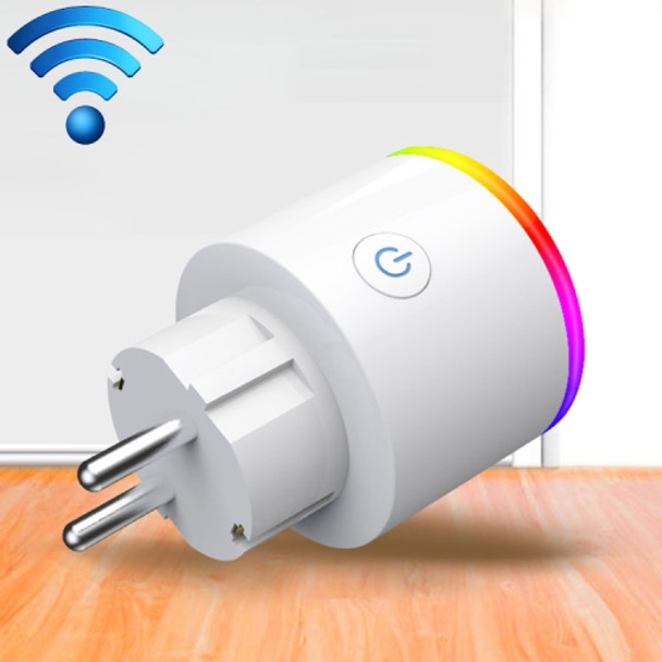 15A WiFi EU Plug Power Adapter Electricity Statistics APP Remote Control Timer Smart Socket, with Alexa & Google Home & RGB Colors LED Light, AC 100-250V