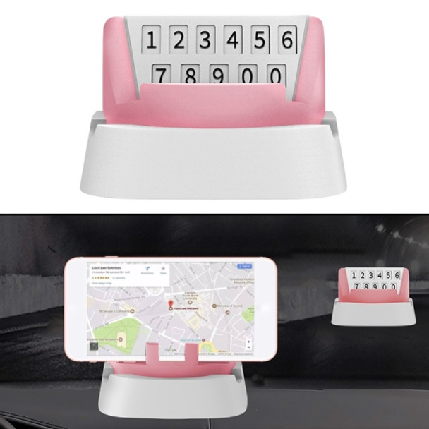 Multi-functional Creative Stereo Rotation Temporary Parking Number Plate / Car Mobile-phone Holder (Pink)