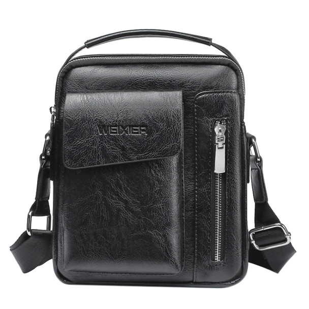Universal Fashion Casual Men Shoulder Messenger Bag Handbag, Size: S (22cm x 18cm x 6cm)(Black)