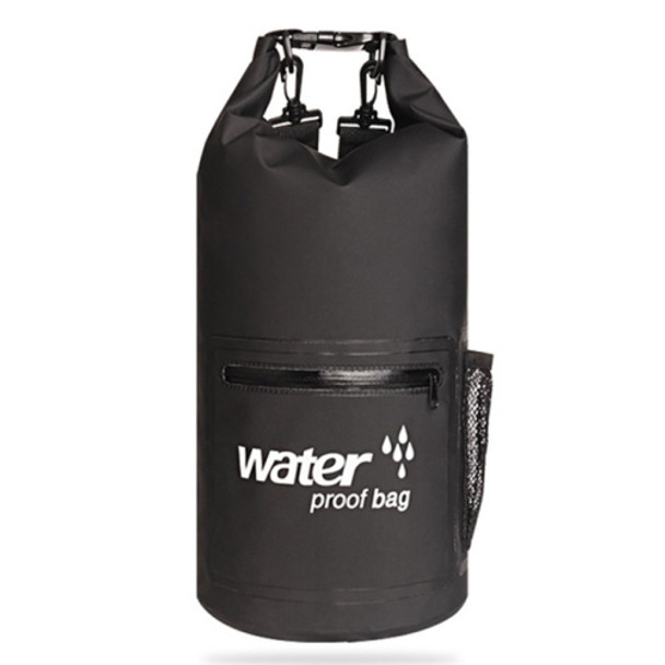 Outdoor Waterproof Dry Dual Shoulder Strap Bag Dry Sack PVC Barrel Bag, Capacity: 20L(Black)