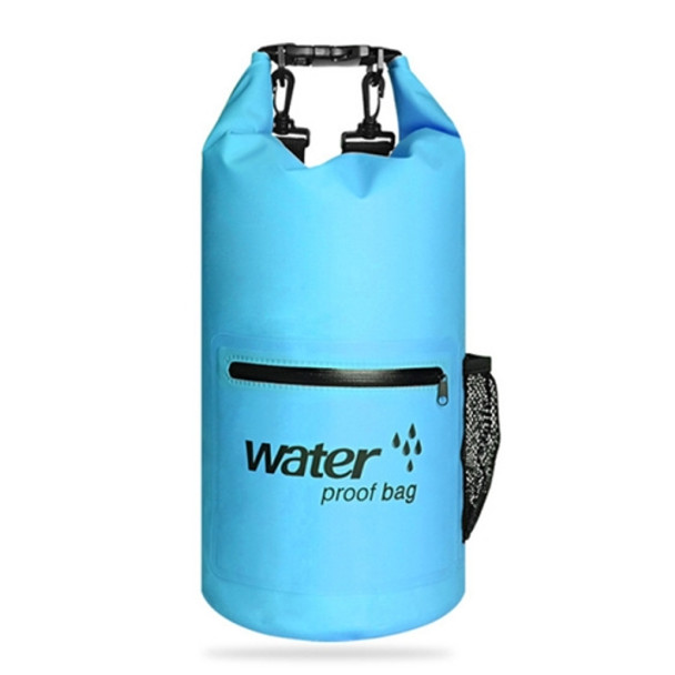 Outdoor Waterproof Dry Dual Shoulder Strap Bag Dry Sack PVC Barrel Bag, Capacity: 20L(Blue)