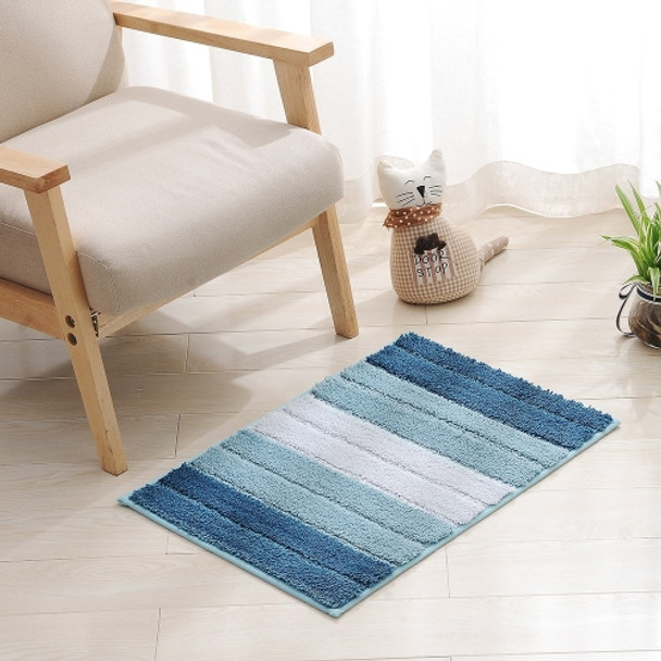 Stripe Indoor Anti-slip Bathroom Kitchen Floor Mat Microfiber Rug Carpet, Size:43x61cm(Blue)