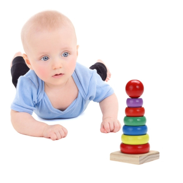 Colorful Small Rainbow Tower Column Early Education Intellectual Wood Toys