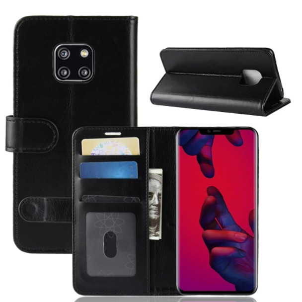 Retro Crazy Horse Texture Horizontal Flip Leather Case for Huawei Mate 20 Pro, with Holder & Card Slots & Wallet(Black)