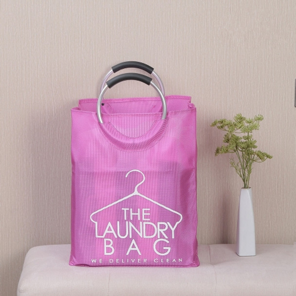 Dirty Clothes Storage Foldable Laundry Bag  Laundry Hamper with Alumimum Handle(Pink)