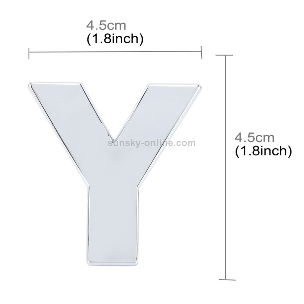 Car Vehicle Badge Emblem 3D English Letter Y Self-adhesive Sticker Decal, Size: 4.5*4.5*0.5cm
