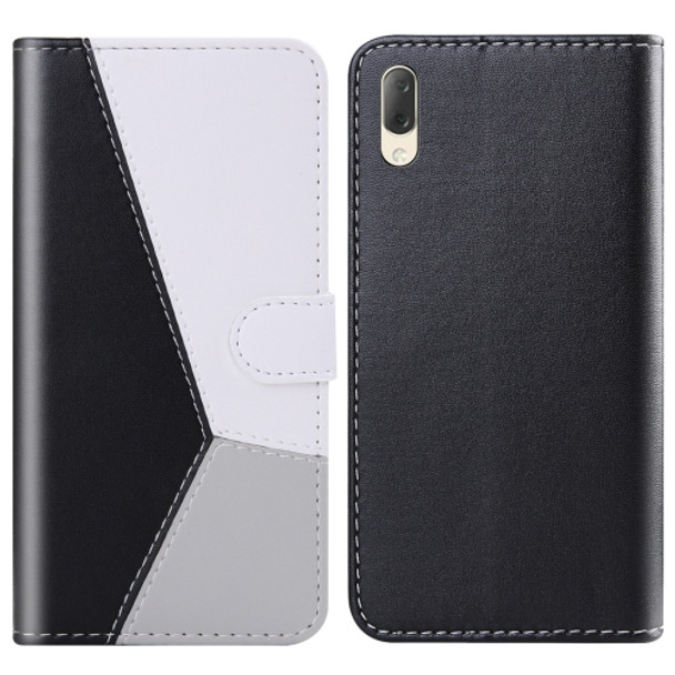 For Sony Xperia L3 Tricolor Stitching Horizontal Flip TPU + PU Leather Case with Holder & Card Slots & Wallet(Black)