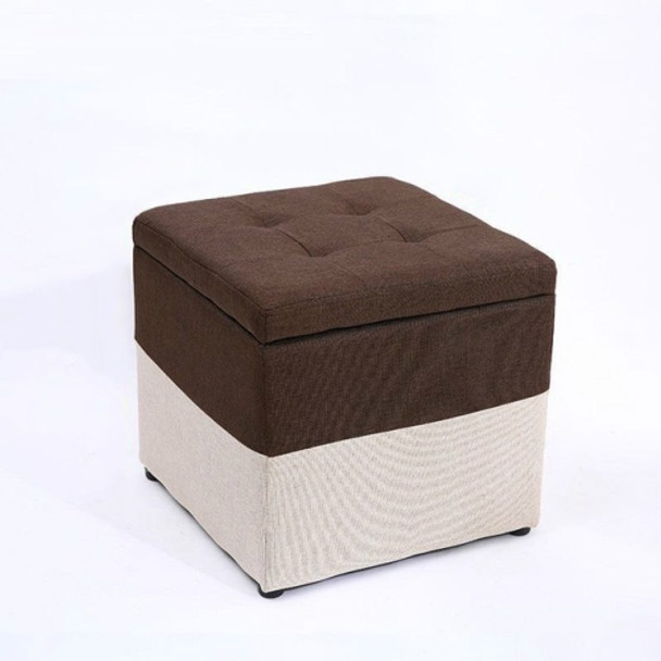 Creative Retro Storage Stool Home Fabric Stool Storage Stool(Brown+White)