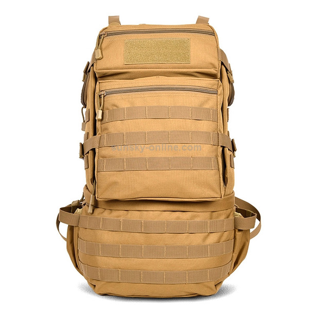 Waterproof Nylon Backpack Shoulders Bag Outdoors Hiking Camping Travelling Bag, Capacity:45L(Khaki)