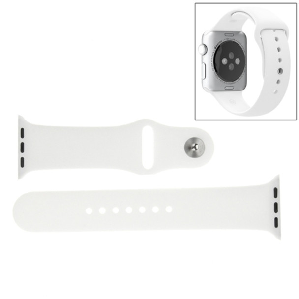 For Apple Watch Sport 42mm High-performance Longer Rubber Sport Watchband with Pin-and-tuck Closure(White)