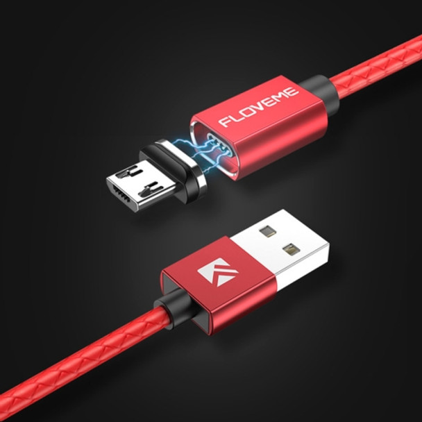 FLOVEME 1m 3A USB to Micro USB Magnetic Embossed PET Fast Charging & Data Cable, for Samsung Galaxy S7 & S7 Edge / LG G4 / Huawei P8 / Xiaomi Mi4 and other Smartphones (Red)
