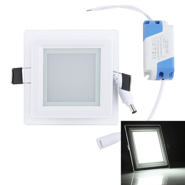 6W Light 10cm Square Glass Panel Light Lamp with LED Driver, Luminous Flux: 480LM, AC 85-265V, Cutout Size: 7.5cm