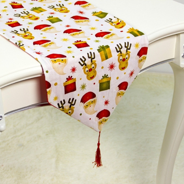 2 PCS Christmas Double-layer Polyester Cotton Fabric Table Flag Decoration(Old Man Elk)