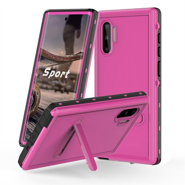 For Galaxy Note 10 RedPepper Shockproof Waterproof Solid Color PC + TPU Protective Case with Holder(Pink)