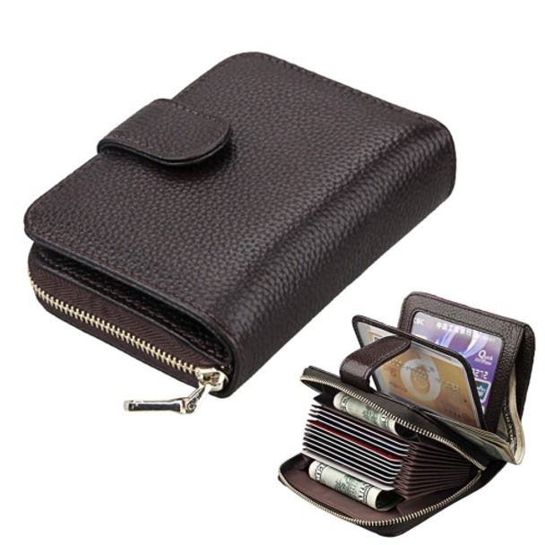 KB132 Female Style Full Grain Cow Leather Multifunctional Wallet/ Card Bag/ Driving License Package(Coffee)