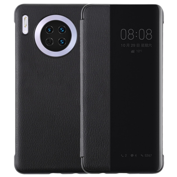 For Huawei Mate 30 Intelligent PU Horizontal Flip Protective Case with Smart View Window & Sleep Wake-up Function(Black)