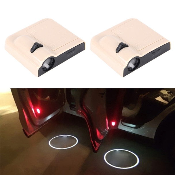 2 PCS LED Ghost Shadow Light, Car Door LED Laser Welcome Decorative Light, Display Logo for Citroen Car Brand(Khaki)