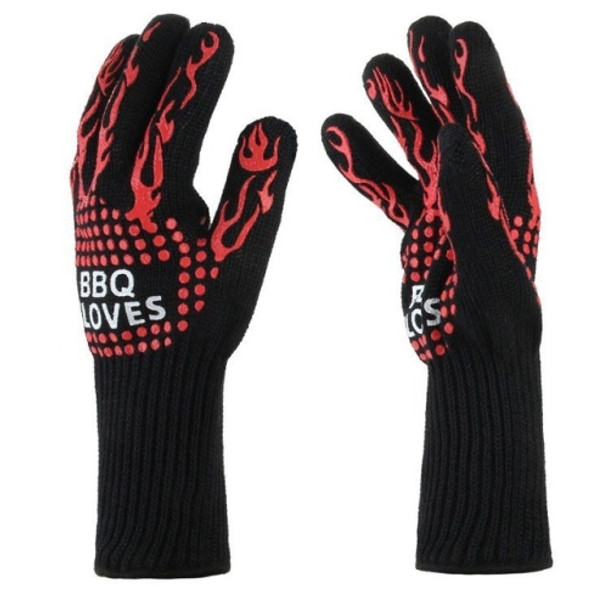 Heat-resistant High Temperature Fire Resistance Cooking Baking Barbecue Grill Gloves Red BBQ