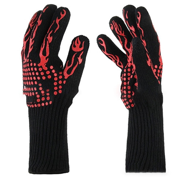 Heat-resistant High Temperature Fire Resistance Cooking Baking Barbecue Grill Gloves Red Torch