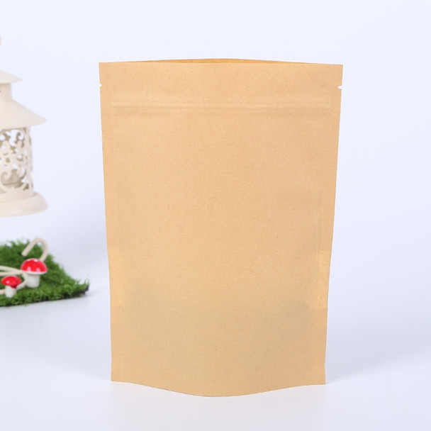 50 PCS Zipper Self Sealing Kraft Paper Bag with Window Stand Up for Gifts/Food/Candy/Tea/Party/Wedding Gifts, Bag Size:9x14+3cm(Transparent)