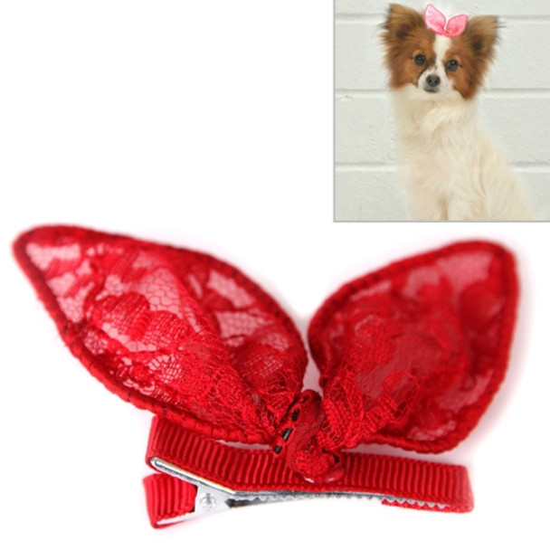 Pet Accessories Cute Pet Hair Clips Rabbit Ears Dog Hair Clips(Red)