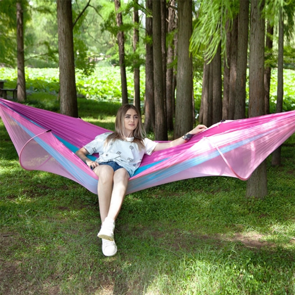 Portable Outdoor Camping Full-automatic Nylon Parachute Hammock with Mosquito Nets, Size : 250 x 120cm (Pink Blue)