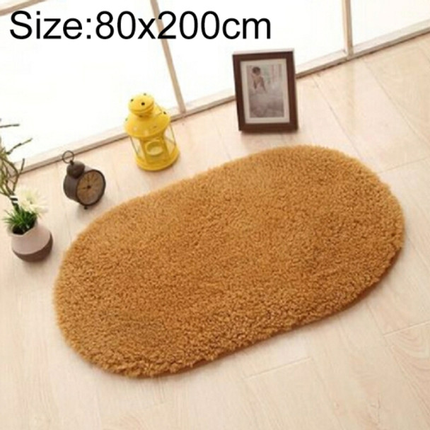 Faux Fur Rug Anti-slip Solid Bath Carpet Kids Room Door Mats Oval  Bedroom Living Room Rugs, Size:80x200cm(Khaki)